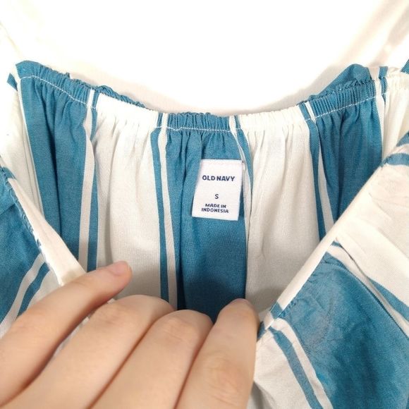 Old Navy Blue and White Striped Ruffled Camisole S - Picture 4 of 6